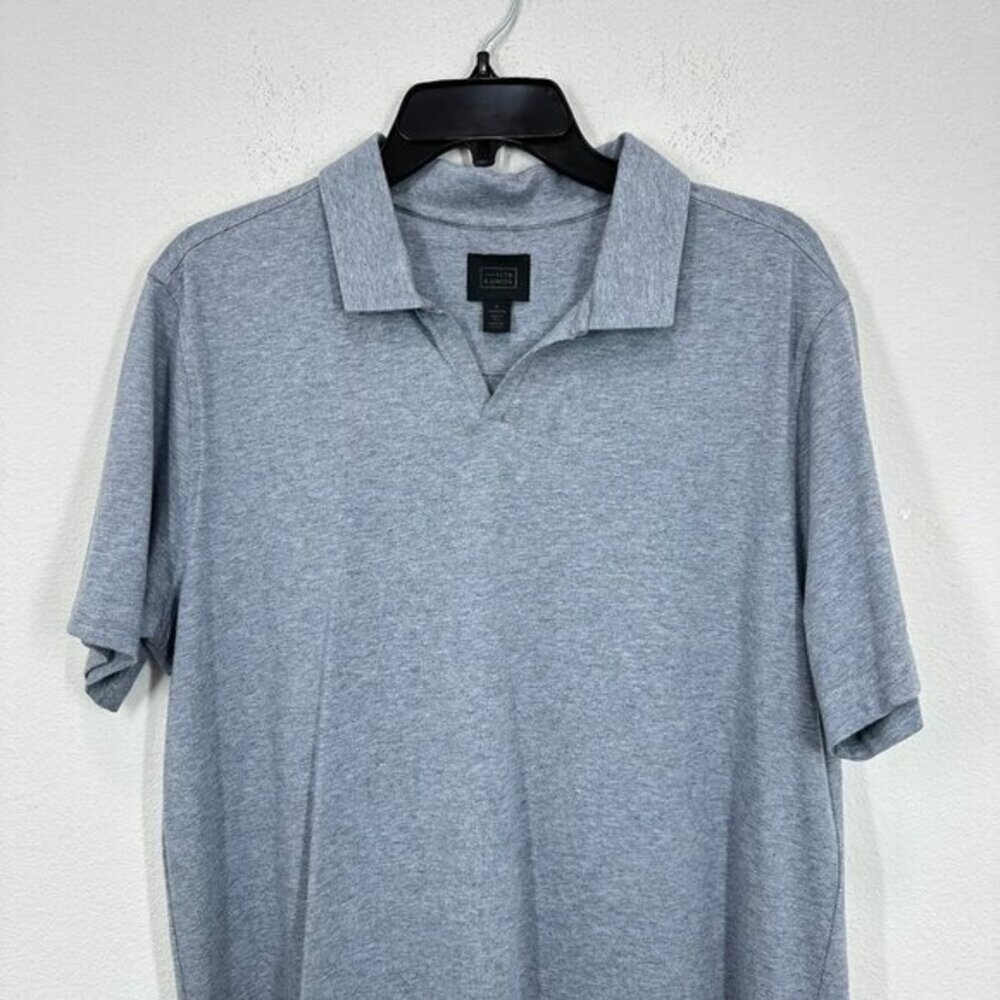 14th & Union Nordstrom Men's Light Blue V Neck Collared Polo Shirt Casual Preppy - Picture 2 of 5